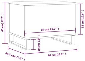 Mesa de centro 60x44,5x45 cm derivados de madeira cinza sonoma