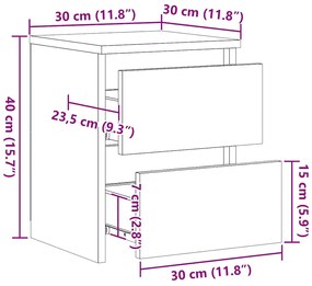 Mesas de cabeceira 2 pcs 30x30x40 cm contraplacado preto