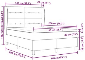 Cama Box com Colchão Rosa 140x200 cm em Veludo