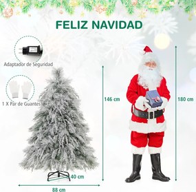 Árvore de Natal com neve artificial de 146 cm com luzes LED brancas quentes Agulhas de pinheiro e folhas de salgueiro Decoração pré-iluminada Verde e