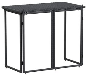 Mesa de jardim dobrável 90x51x75 cm vime PE preto