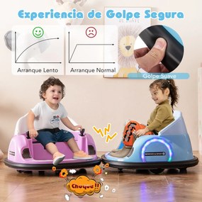 Carrinho de choques para crianças a bateria 6V  com luzes LED Ligação sem fios Música e som  360° Azul