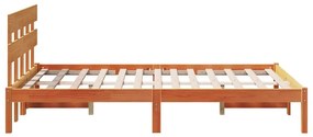 Estrutura de Cama com Cabeceira Castanho Encerado 140x190 cm Madeira S