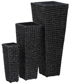 Vasos/floreiras 3 pcs jacinto de água preto