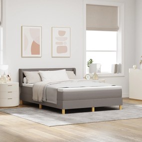 Cama Box vidaXL com Colchão Taupe 140x200 cm Tecido