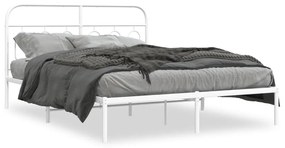 Estrutura de cama com cabeceira 140x190 cm metal branco