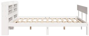 Cama sem colchão 160x200 cm madeira de pinho maciça branco
