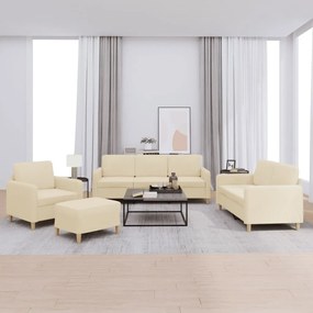 4 pcs conjunto de sofás com almofadões tecido cor creme