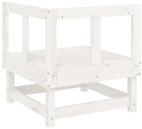 Sofá de canto para jardim madeira de pinho maciça branco