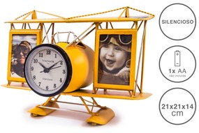 Relógio Avião Timemark Porta Fotos Plástico Amarelo 21X21X14cm