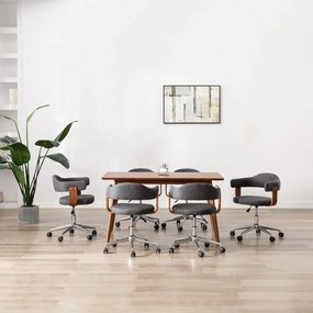 vidaXL Cadeiras de jantar 6 pcs madeira curvada e tecido cinzento