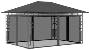 Gazebo com rede mosquiteira 4x3x2,73 m 180 g/m² antracite
