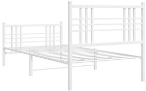 Estrutura de cama com cabeceira e pés 90x190 cm metal branco