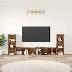 vidaXL Gabinete para TV 4 pcs Madeira Antiga 37 x 35 x 107.5 cm
