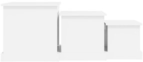 Mesas de centro 3 pcs derivados de madeira branco