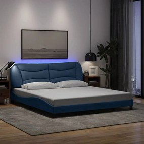 vidaXL Estrutura de cama com LED sem colchão Hvar 180x200 cm tecido azul