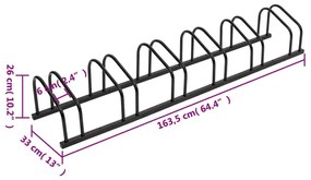 Suporte para 6 bicicletas aço preto