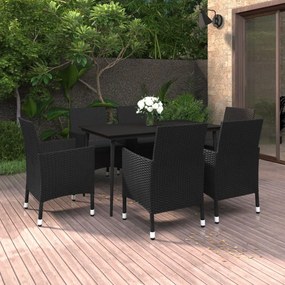 vidaXL 7 pcs conjunto de jantar p/ jardim c/ almofadões vime PE/vidro