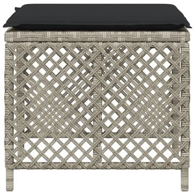 Bancos jardim c/ almofadões 4pcs 41x41x36cm vime PE cinza-claro
