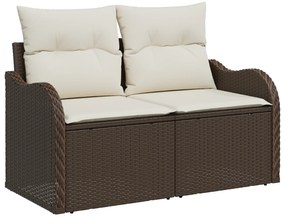 Conjunto de Sofá de Jardim 7 Peças com Almofadas Ratan Poliratan Marro