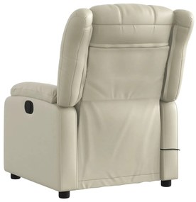 Poltrona massagens reclinável elétrica couro artificial creme