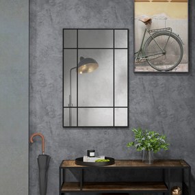 Espelho de Parede Retangular 90x60 cm com Moldura de Metal Espelho Decorativo para Sala Quarto Entrada Preto