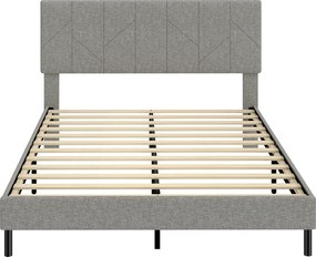 HOMCOM Estrutura de Cama 140 x 190 cm com Sommier e Cabeceira Ajustável, Cama de Casal Estofada em Linho, Espaço de Armazenamento por Baixo, Cinza | Aosom Portugal