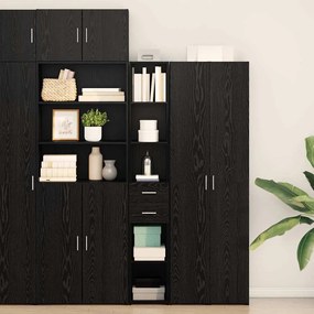 vidaXL Highboard Preto Carvalho 30x42,5x185 cm Madeira de engenharia