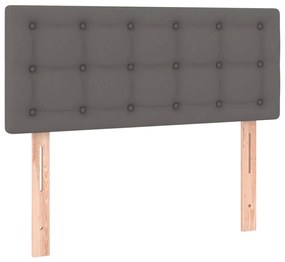 Cama boxspring com colchão 120x190 cm couro artificial cinzento