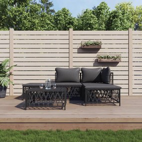 vidaXL 5 pcs conjunto lounge de jardim com almofadões aço antracite