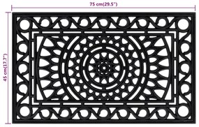 Tapete de porta retangular 45x75 cm borracha