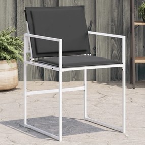 vidaXL Cadeiras de jardim c/ almofadões 4 pcs aço e textilene branco
