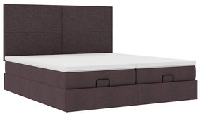 Estrutura de cama otomana com colchões tecido castanho escuro