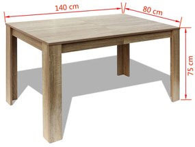 Mesa de Jantar Avia de 140 cm - Carvalho - Design Minimalista