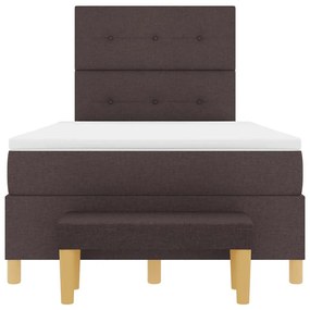 Cama Box Spring com Colchão e Banco Marrom Escuro 120x190 cm Tecido