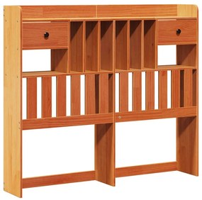 Cama c/ estante sem colchão 120x200cm pinho maciço castanho-mel
