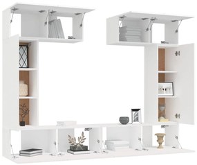 Conjunto móveis de TV 6 pcs madeira processada branco