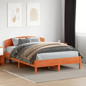 Cama sem colchão 140x200 cm madeira pinho maciça castanho-mel