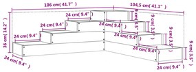 Floreira com 4 níveis 106x104,5x36 cm pinho maciço branco