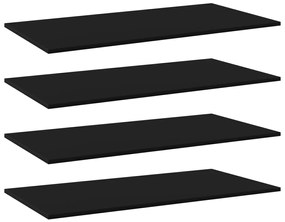 vidaXL Prateleiras p/ estante 4 pcs 100x50x1,5cm contraplacado preto