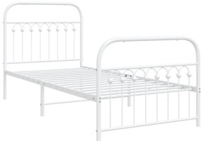 Estrutura de cama com cabeceira e pés 90x200 cm metal branco