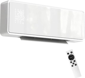 HOMCOM Aquecedor Elétrico Cerâmico de Parede 2000W com 3 Modos Temporizador Detecção de Janelas Abertas 54x18,7x12,3 cm Branco | Aosom Portugal