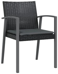 3 pcs conjunto de jantar p/ jardim c/ almofadões vime PE e aço