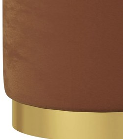 Banqueta com arrumação redonda veludo 31 x 37 cm castanho
