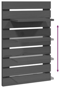 Prateleiras de montagem na parede 2 pcs pinho maciço cinza