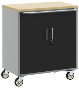 Gabinete de Ferramentas vidaXL com Rodas e Tranca Preto 75x45x85 cm Aç