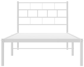 Estrutura de cama com cabeceira 90x190 cm metal branco