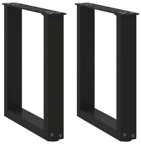 Pés para mesa de centro em formato de U, 2 peças, preto, 28x(42-43) cm