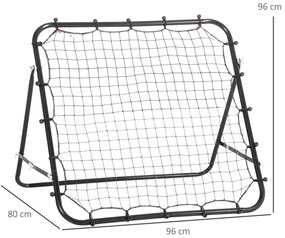 Rede de Remates de Metal com Ângulo Ajustável e 20 Cordas Elásticas para Treinamento de Futebol 96x80x96 cm Preto