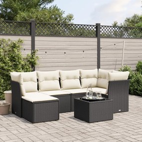 vidaXL 7 pcs conjunto de sofás p/ jardim c/ almofadões vime PE preto